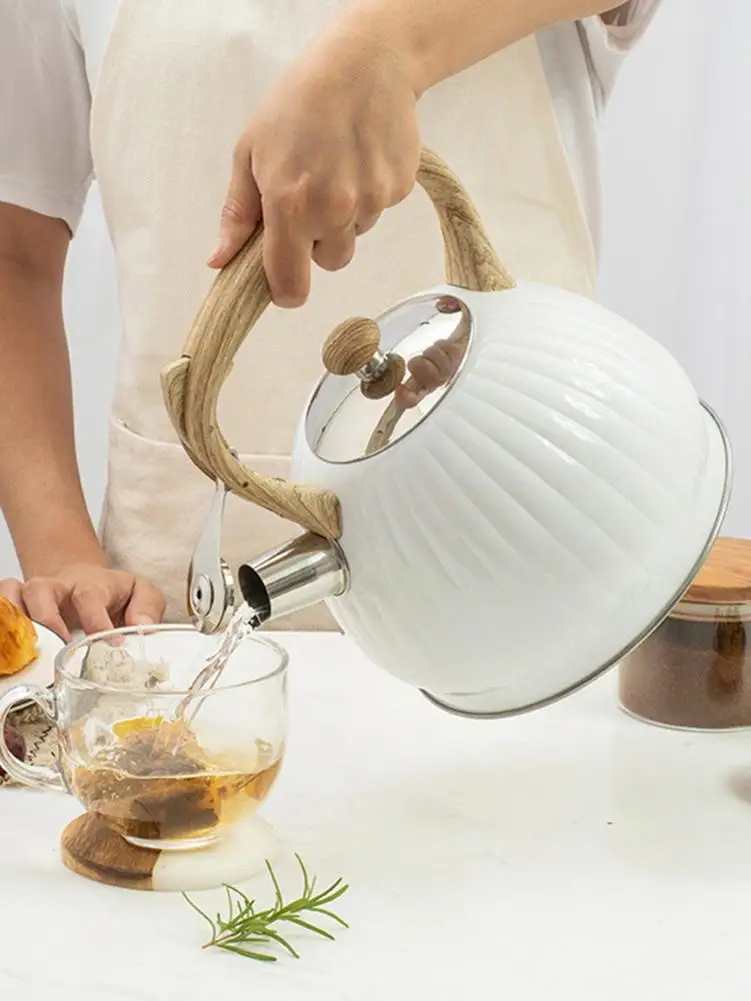 3.5L Whistling Kettle Rustproof Coffee Brewing Teapot With Wood Grain Anti-scalding Handle Universal For Gas Induction Cooker
3.5L Whistling Kettle Rustproof Coffee Brewing Teapot With Wood Grain Anti-scalding Handle Universal For Gas Induction Cooker