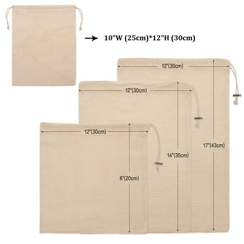 10 Pack Reusable Cotton Produce Mesh Bag for Fruits and Vegetables, Organic Cotton Bulk Bags for Grocery Shopping & Storage, Dou 
10 Pack Reusable Cotton Produce Mesh Bag for Fruits and Vegetables, Organic Cotton Bulk Bags for Grocery Shopping & Storage, Dou