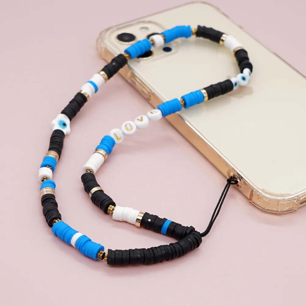 Ethnic Style Black White Blue Soft Pottery Devil's Eye LOVE Letter Mobile Phone Chain Women Anti-Lost Lanyard Jewelry Party Gift
Ethnic Style Black White Blue Soft Pottery Devil's Eye LOVE Letter Mobile Phone Chain Women Anti-Lost Lanyard Jewelry Party Gift