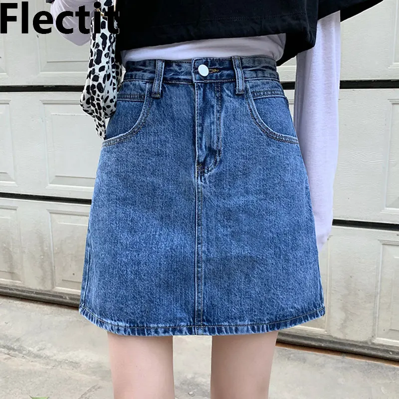 Flectit Classic Denim Skirt Women High Waist A-Line Mini Skirt Jeans Schoolgirl Streetwear
Flectit Classic Denim Skirt Women High Waist A-Line Mini Skirt Jeans Schoolgirl Streetwear