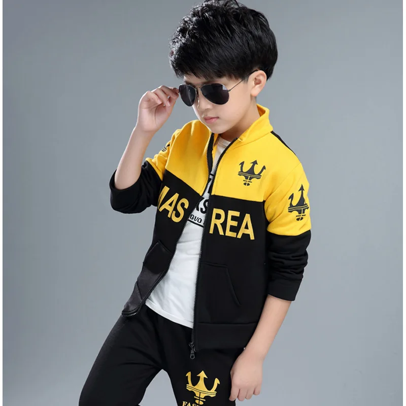 Children's Boy Set Autumn Sportswear Big Letter Sports Black 4-12 14-year-old girl sage clothes 10 12 years old | Детская одежда и