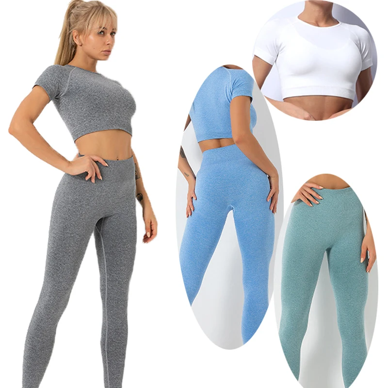 Women's seamless yoga suit fitness sportswear gym fitness cloth yoga shor sleeve shirt high waist running leggings fitness pants
Women's seamless yoga suit fitness sportswear gym fitness cloth yoga shor sleeve shirt high waist running leggings fitness pants