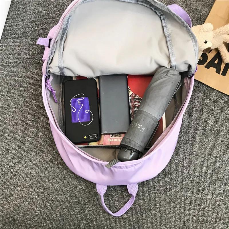 

DCIMOR Solid Color Women Backpack Female Waterproof nylon Student schoolbag large capacity Travel bag Vertical zipper Mochilas