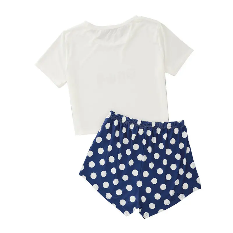 Women's Short Sleeve Leisure Wear Polka Dot Casual T-shirt + Shorts Home Outfits
Women's Short Sleeve Leisure Wear Polka Dot Casual T-shirt + Shorts Home Outfits
