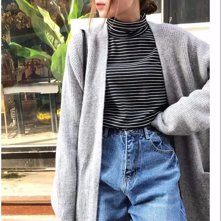 Woman TShirts Striped Turtleneck Female Fall/Winter Slim Upper Clothes Long Sleeves T-shirt Crop Top
Woman TShirts Striped Turtleneck Female Fall/Winter Slim Upper Clothes Long Sleeves T-shirt Crop Top