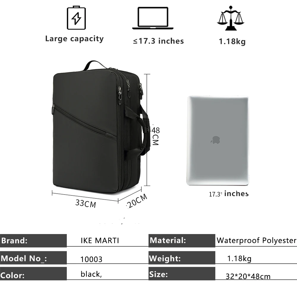 IKE MARTI 17 inch Men Business Backpack Laptop USB Recharging Multi-layer Space Waterproof Travel Male Bag Anti-thief Mochila
IKE MARTI 17 inch Men Business Backpack Laptop USB Recharging Multi-layer Space Waterproof Travel Male Bag Anti-thief Mochila