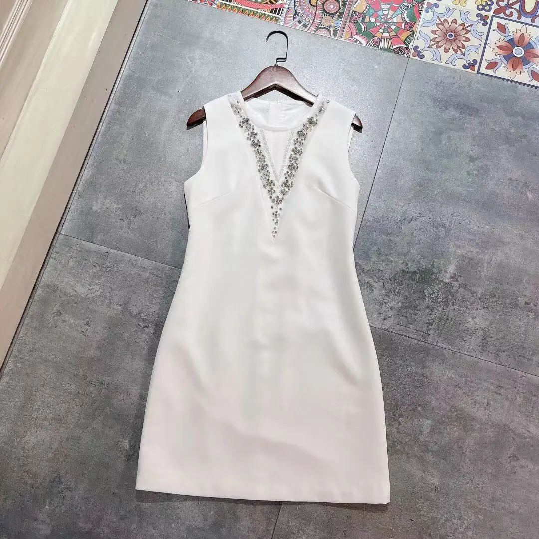 Vintage Black / White Mini Dress Women's Sleeveless luxurious Diamonds Beading Ladies Party Runway Slim Dress 2021
Vintage Black / White Mini Dress Women's Sleeveless luxurious Diamonds Beading Ladies Party Runway Slim Dress 2021