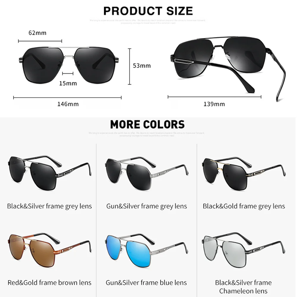 LongKeeper Classic Metal Photochromic Polarized Sunglasses Men Vintage Driving Goggle Male Mirror Fashion Oculos de sol UV400
LongKeeper Classic Metal Photochromic Polarized Sunglasses Men Vintage Driving Goggle Male Mirror Fashion Oculos de sol UV400