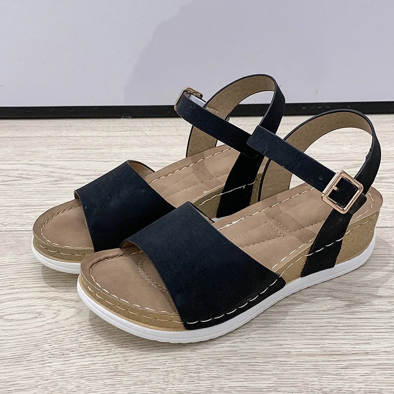 Women sandals New summer 2021 Female student printing Straight buckle high-heeled Thick bottom Slope heel Open toe Roman shoes
Women sandals New summer 2021 Female student printing Straight buckle high-heeled Thick bottom Slope heel Open toe Roman shoes