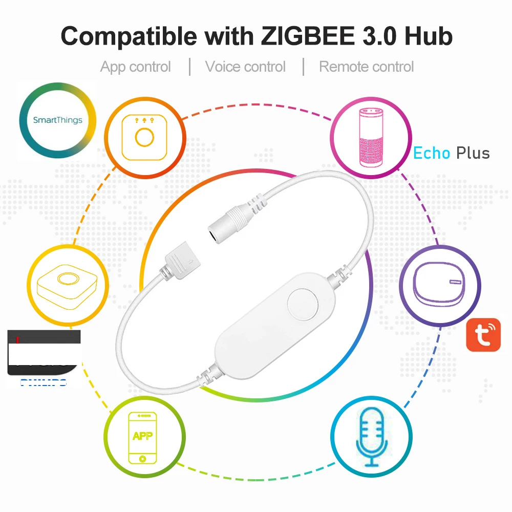 5 м DC12V 5050 RGB + CCT 90 светодиодный s/M светильник в полоску Zigbee RGBCW мини контроллер