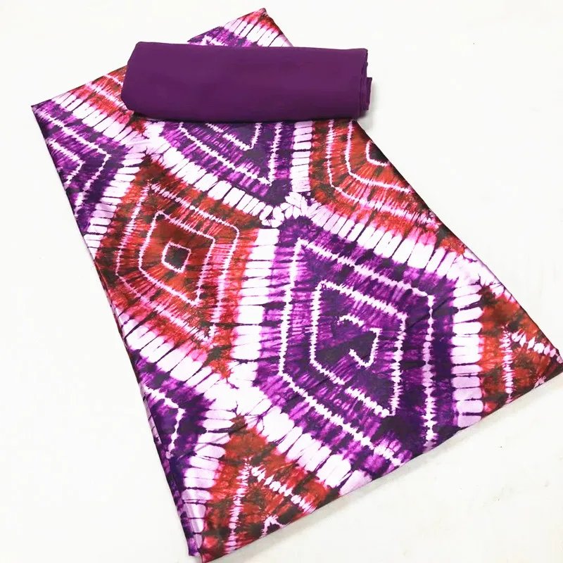 

Африканская атласная ткань, мягкий атласный Шелковый материал с шифоновой блузкой для женского платья 4 + 2 ярда