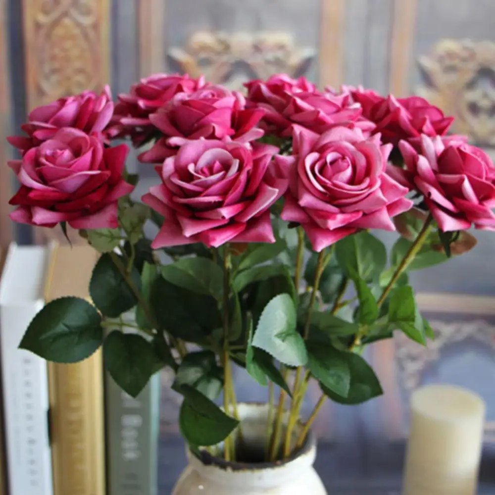 1 Pc Artificial Rose Fake Flowers Leaf Home Room Bridal Bouquet Wedding Decor Artificial Flowers Bouquet For Decoration
1 Pc Artificial Rose Fake Flowers Leaf Home Room Bridal Bouquet Wedding Decor Artificial Flowers Bouquet For Decoration