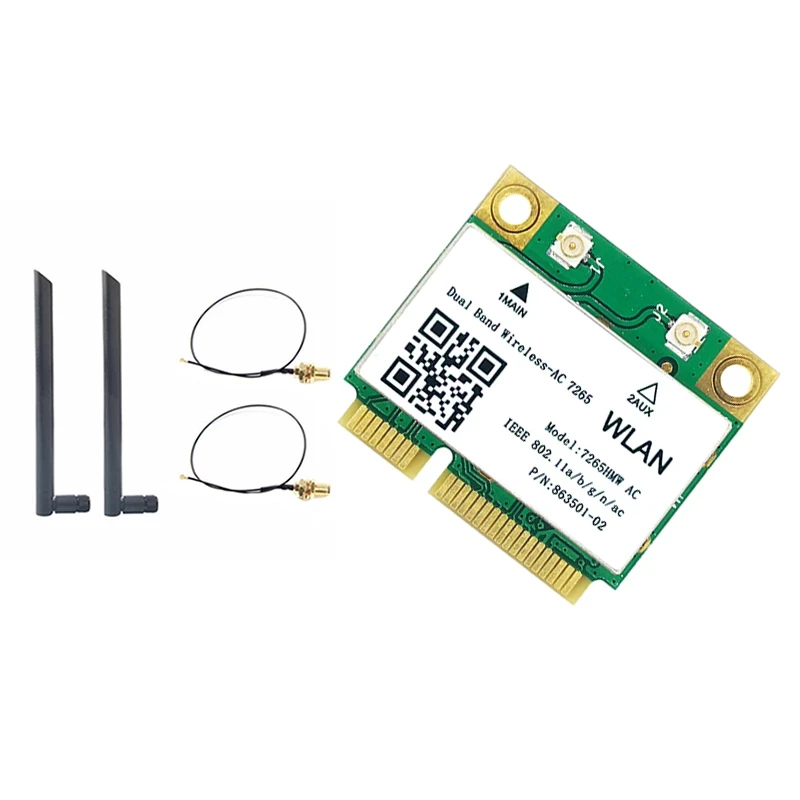 WiFi карта 7265AC 7265HMW 8DB Антенна Mini PCI-E 1200 Мбит/с Bluetooth 4,2 двухдиапазонный 2,4G 5G для Win7 Win 8 Win 10
WiFi карта 7265AC 7265HMW 8DB Антенна Mini PCI-E 1200 Мбит/с Bluetooth 4,2 двухдиапазонный 2,4G 5G для Win7 Win 8 Win 10