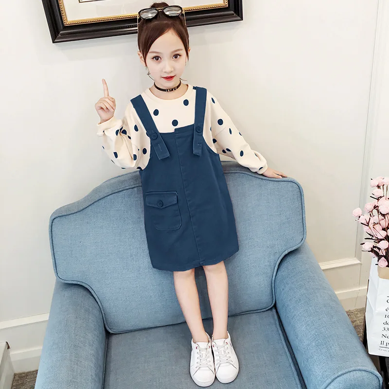 Girl spring casual suit Girl's cotton sweater strap skirt suit Girl long sleeve sweater loose suspender dress suit
Girl spring casual suit Girl's cotton sweater strap skirt suit Girl long sleeve sweater loose suspender dress suit