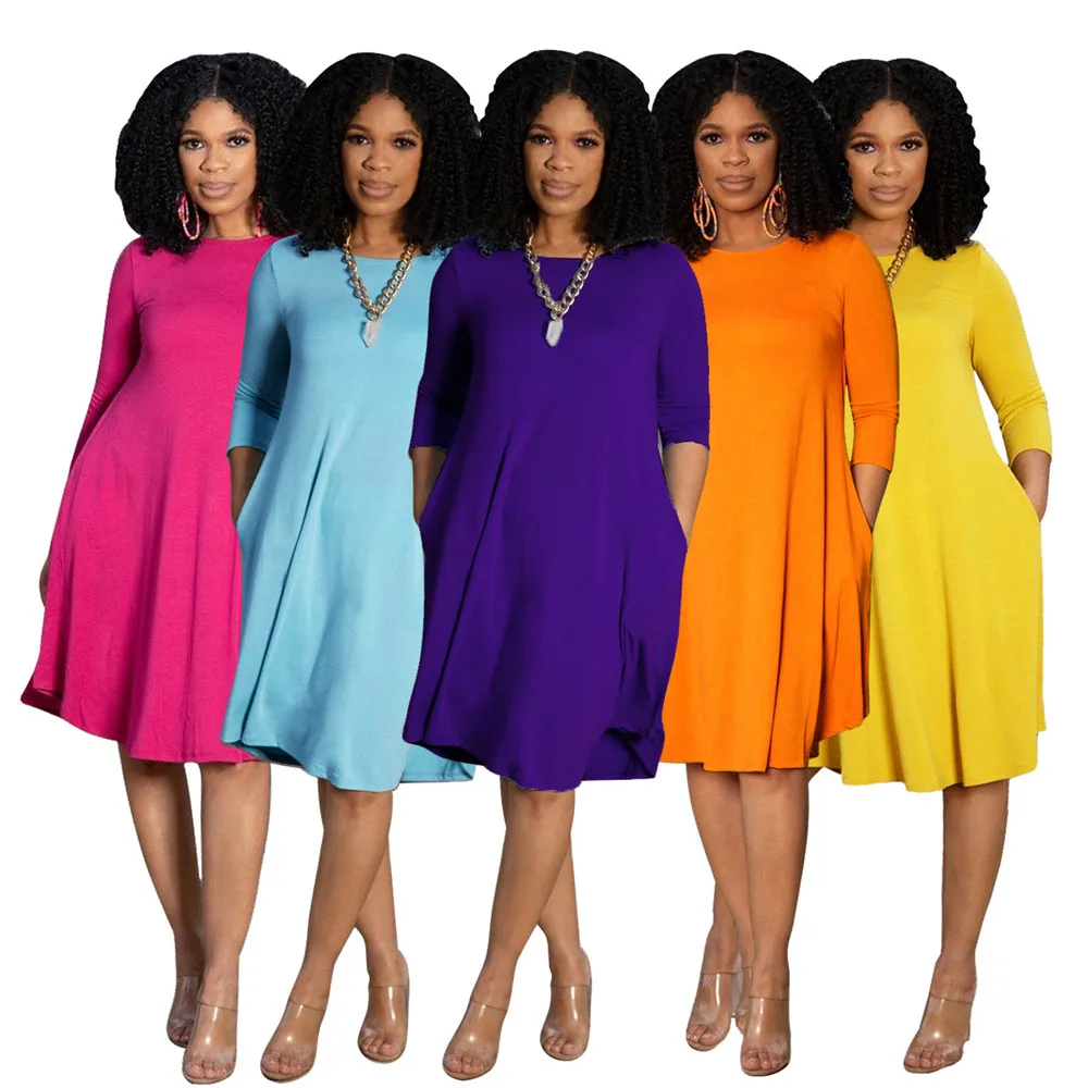 Dresses for Women Fashion Urban Leisure Pure Color Round Collar Long Sleeves with Pocket Casual Clothing Wholesale Dropshipping
Dresses for Women Fashion Urban Leisure Pure Color Round Collar Long Sleeves with Pocket Casual Clothing Wholesale Dropshipping