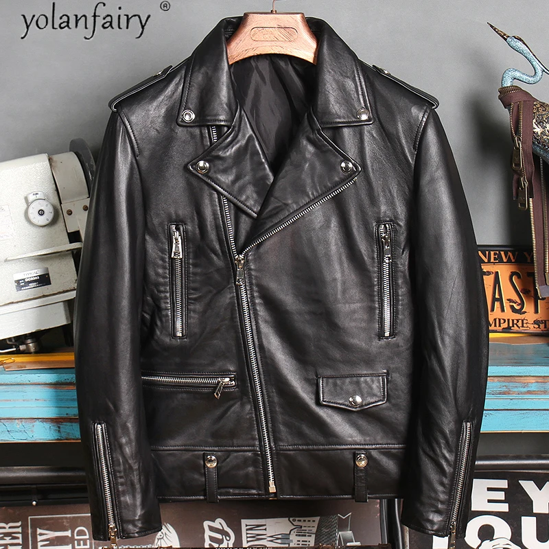 Mens Leather Jacket 100% Sheepskin Coat Man Genuine Leather Biker Motorcycle Jacket Men Clothing Spring Autumn X-2052 KJ5610
Mens Leather Jacket 100% Sheepskin Coat Man Genuine Leather Biker Motorcycle Jacket Men Clothing Spring Autumn X-2052 KJ5610