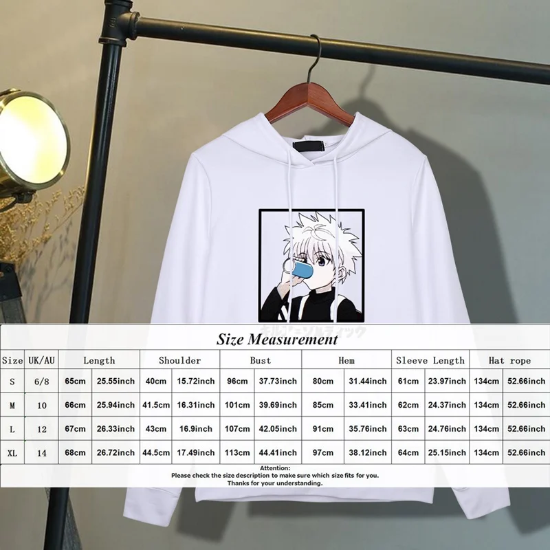 Japanese Anime Funny Hoodies Fall Winter Japan Style Sweatshirts Killua Zoldyck Printed Streetwear for Women/Men
Japanese Anime Funny Hoodies Fall Winter Japan Style Sweatshirts Killua Zoldyck Printed Streetwear for Women/Men