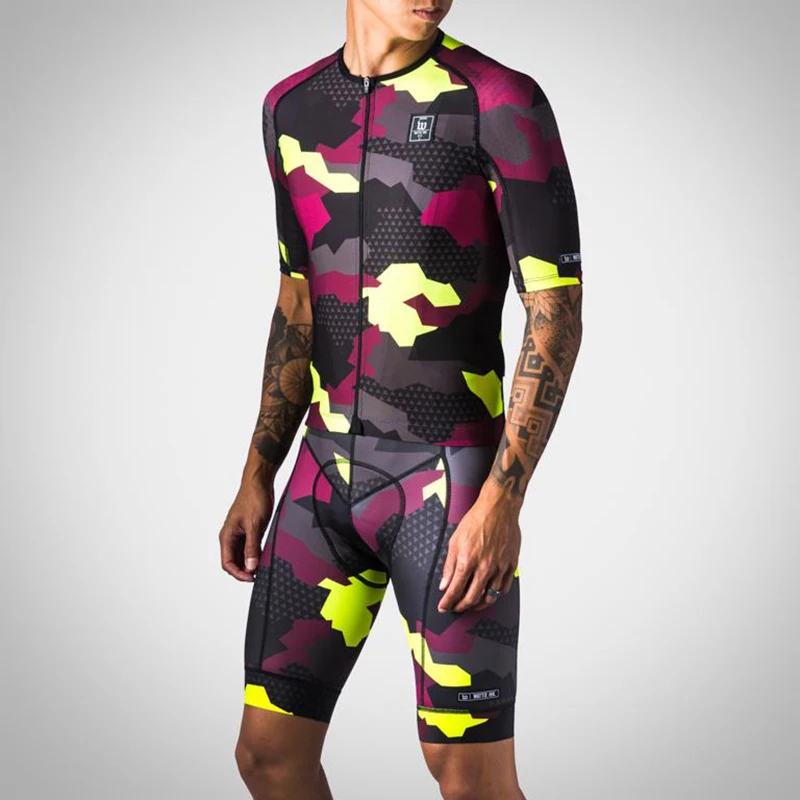 

wattin ink Men Cycling Jersey 2020 Summer Short Sleeve Set Maillot bib shorts Bicycle Clothes Sportwear Shirt Clothing Suit