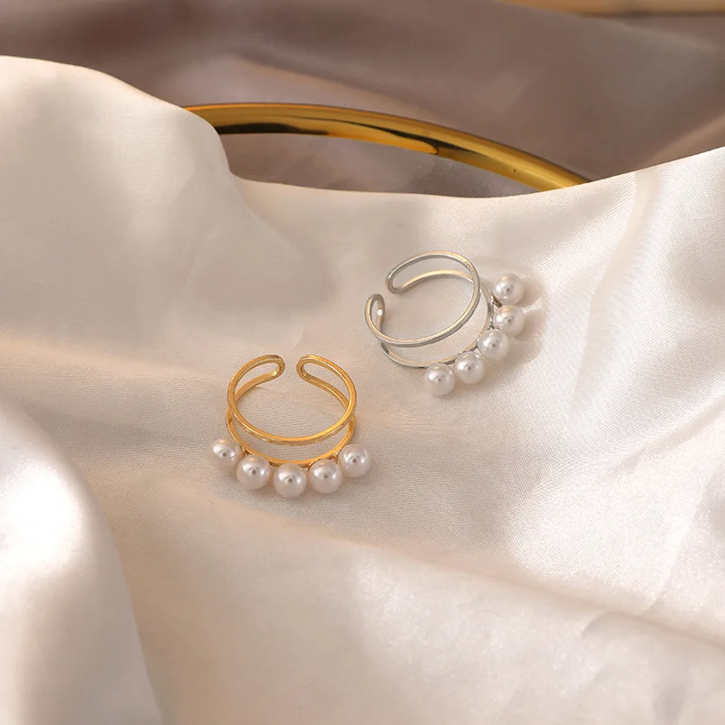 Gold Silver Color Adjustable Double Layers Simulated Pearl Couple Rings for Women Jewelry Wholesale Fashion Simple Gift
Gold Silver Color Adjustable Double Layers Simulated Pearl Couple Rings for Women Jewelry Wholesale Fashion Simple Gift