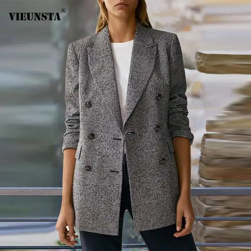 Elegant Double-Breasted Casual Commute Suit Jacket Women Retro Button Solid Color Blazer Coats Fall Winter Fashion Loose Outwear
Elegant Double-Breasted Casual Commute Suit Jacket Women Retro Button Solid Color Blazer Coats Fall Winter Fashion Loose Outwear