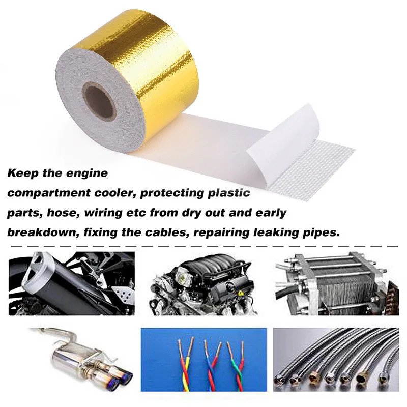 High Temperature Reflective Adhesive Gold Heat Shield Wrap Tape 10m X 5cm Roll Aluminum Foil Heat Reflective Tape Wrap
High Temperature Reflective Adhesive Gold Heat Shield Wrap Tape 10m X 5cm Roll Aluminum Foil Heat Reflective Tape Wrap