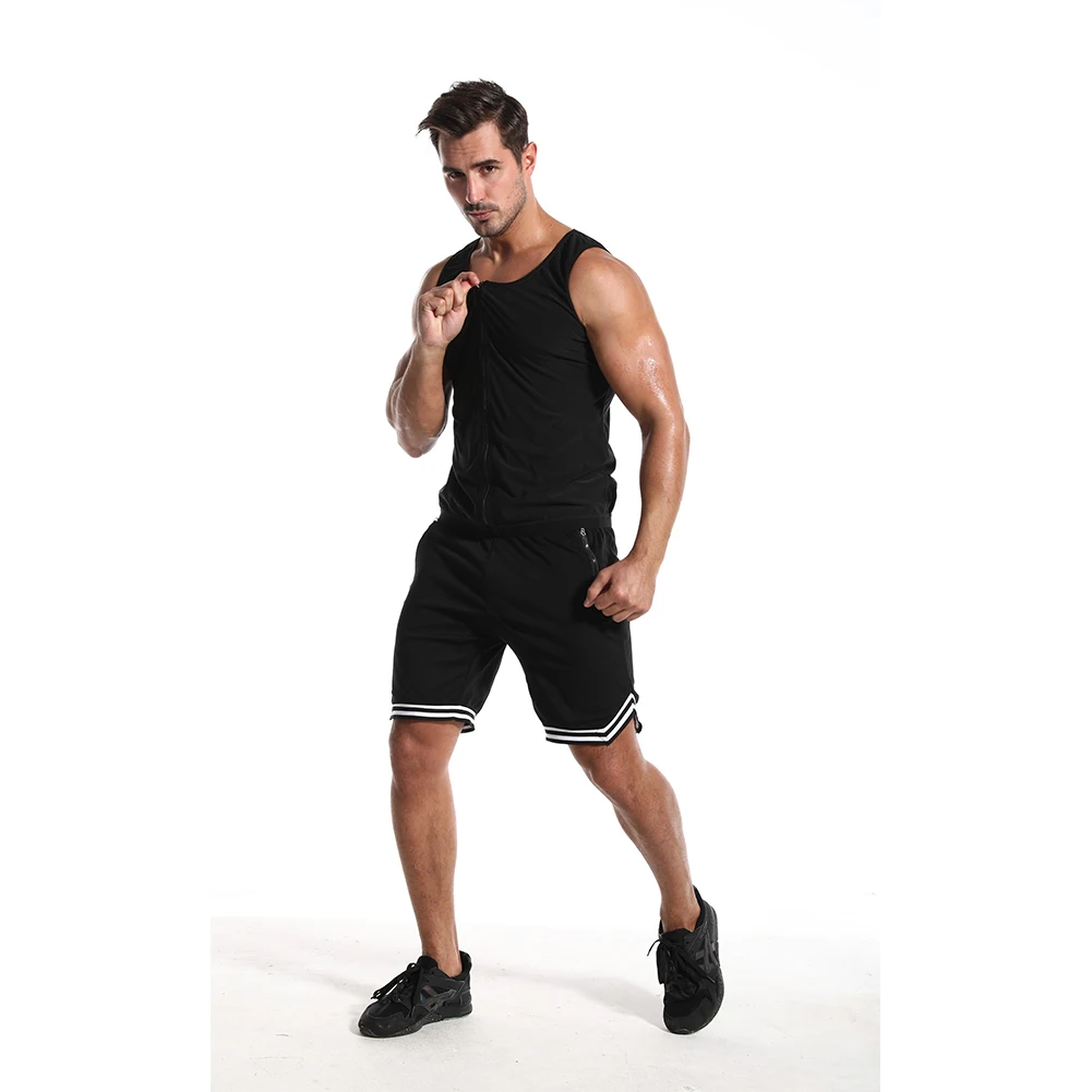 Workout With Zipper Black Fitness Slimming Men Sauna Sweat Vest Home Compression Body Shaper Round Neck Solid Waist Trainer Gym 
Workout With Zipper Black Fitness Slimming Men Sauna Sweat Vest Home Compression Body Shaper Round Neck Solid Waist Trainer Gym