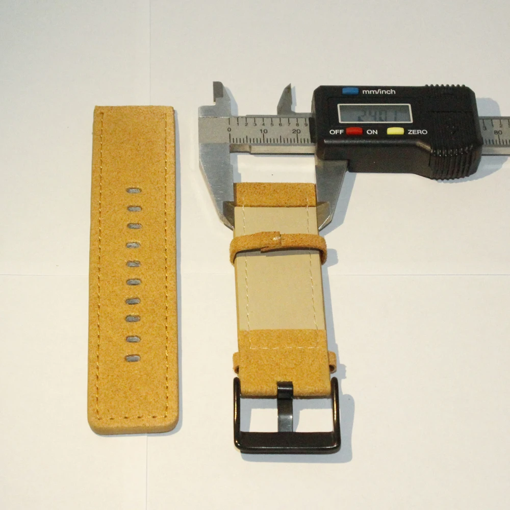 Ремешок для часов 24 мм кожаный браслет наручных с пряжкой из нержавеющей стали