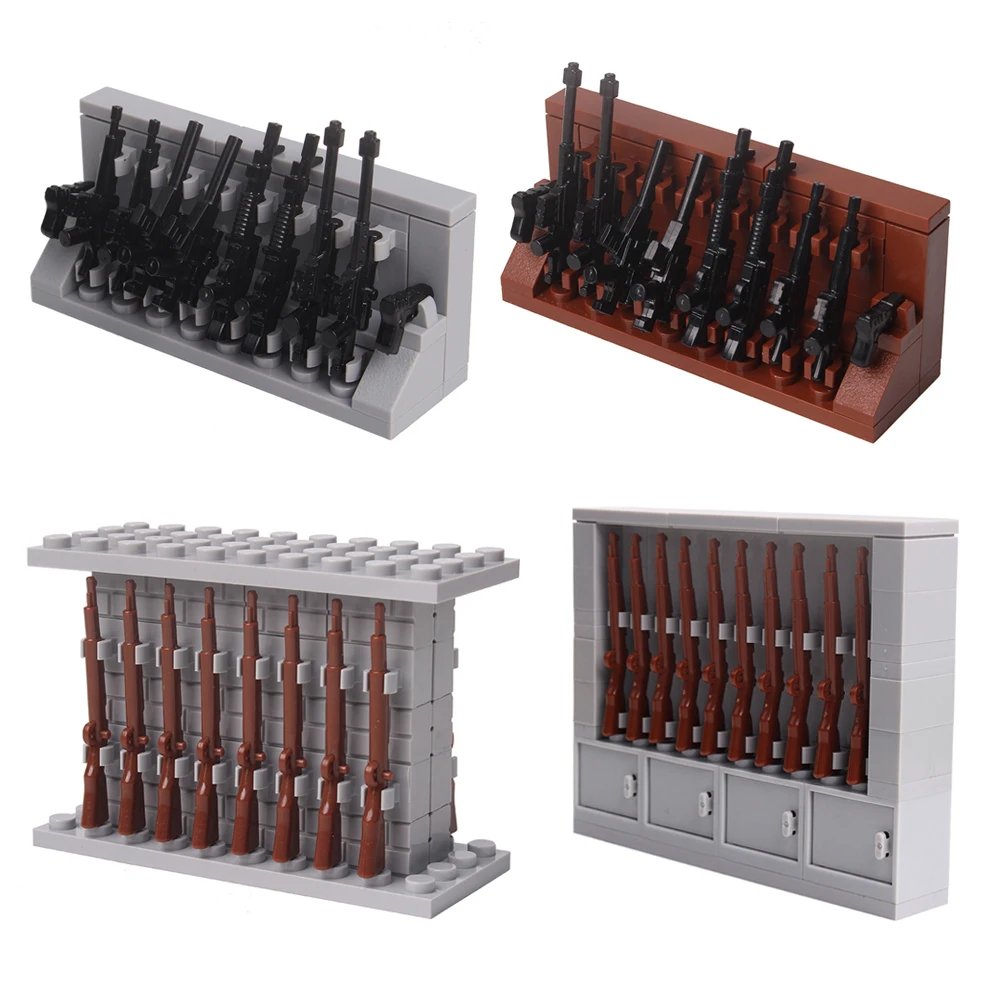 

Military WW2 Weapon Rack 98k Gun Shelf Rifle Accessories Building Blocks Army Soldier SWAT Police MOC Bricks Toys For Boys