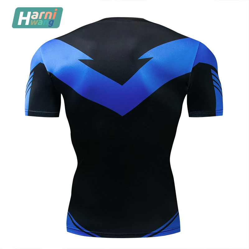 

New Nightwing Short Sleeve Compression Shirts Crossfit Top For Male Fitness Cloth Thanos 3D Printed T shirts Men 2018 Summer NEW