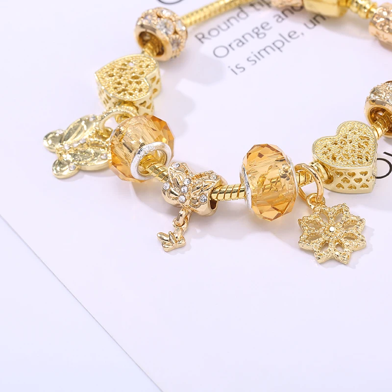 Buipoey Golden Lucky Charm Bracelets For Women Original Shiny Heart Beads Carriage Butterfly Beaded Mom 2021 Mother's Day Gift
Buipoey Golden Lucky Charm Bracelets For Women Original Shiny Heart Beads Carriage Butterfly Beaded Mom 2021 Mother's Day Gift
