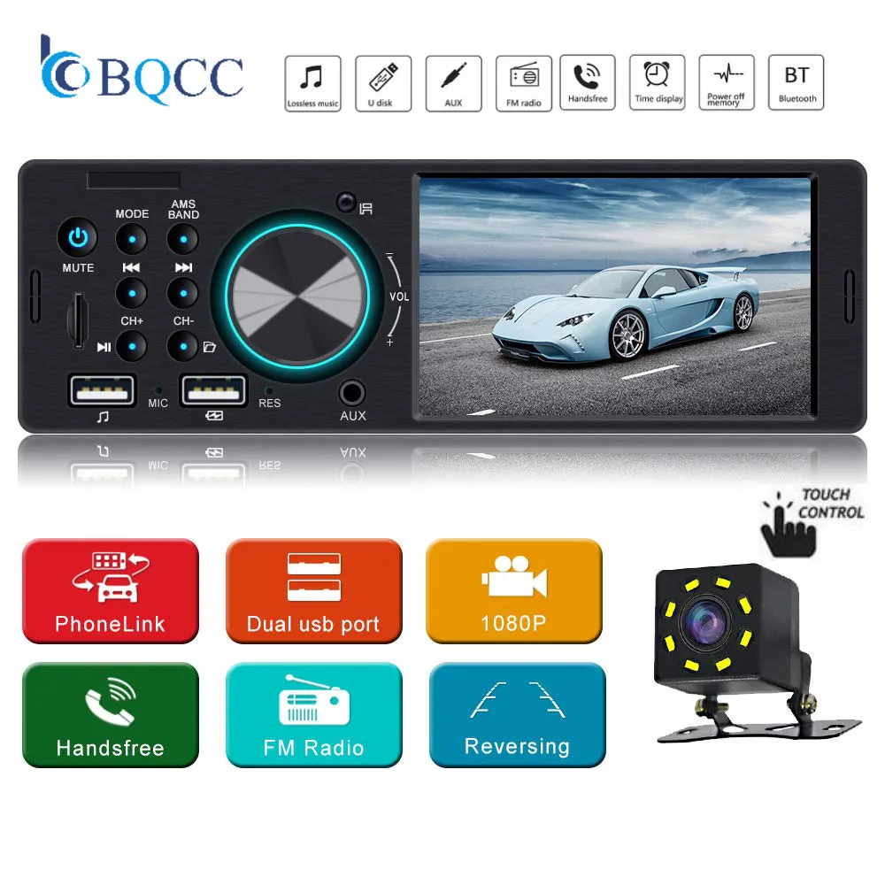 Автомагнитола 1Din с сенсорным экраном 4 1 дюйма TFT MP5 плеер FM радио BT4.0 USB AUX RCA пультом