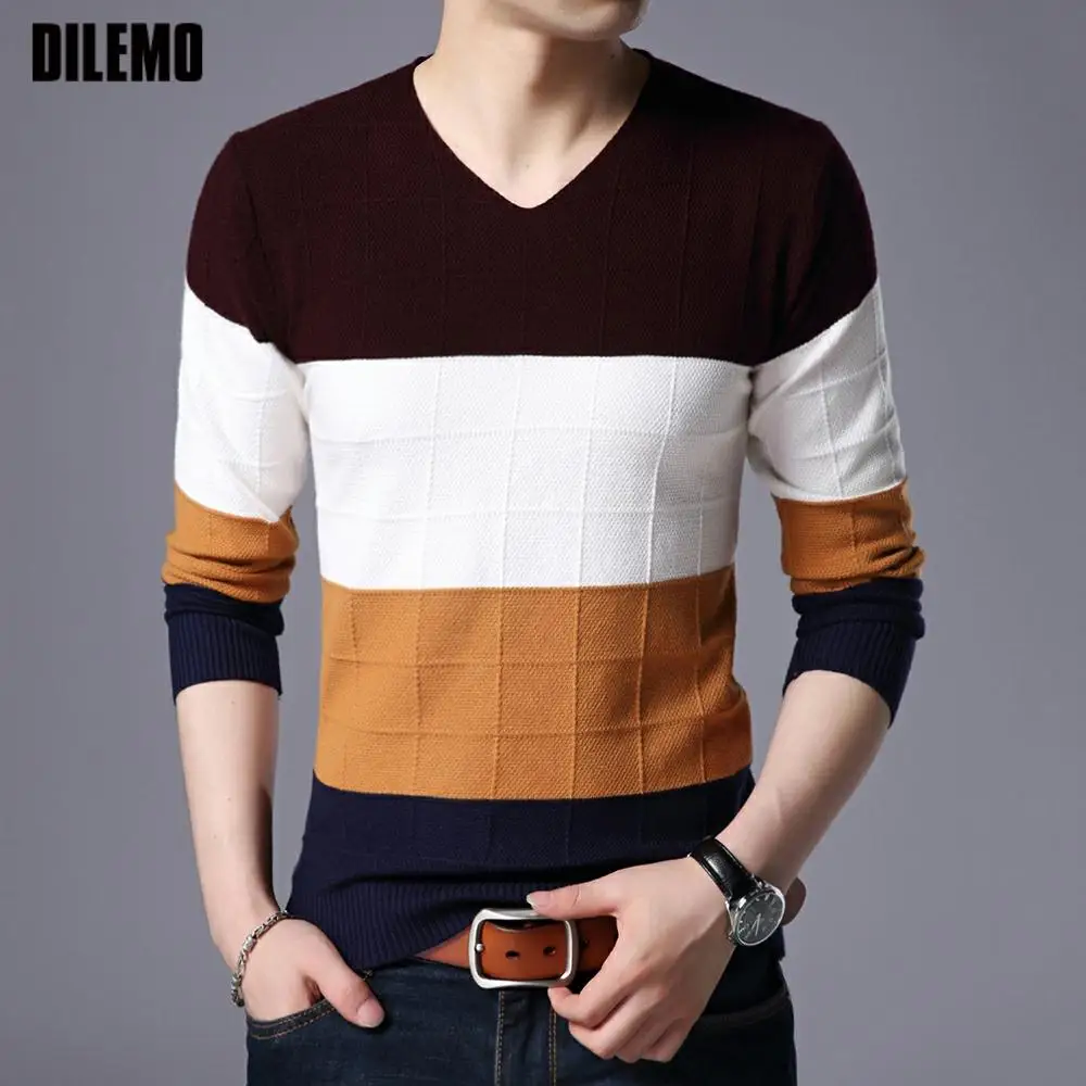 Top Quality New Fashion Brand Knitted Pullover Mens V Neck Sweater Korean Thick Autum Striped Casual Jumper Clothes Men
Top Quality New Fashion Brand Knitted Pullover Mens V Neck Sweater Korean Thick Autum Striped Casual Jumper Clothes Men