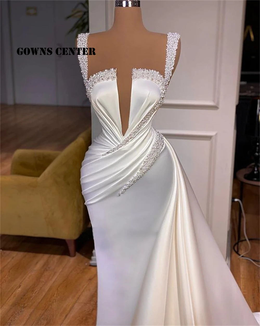 Spaghetti White Bridel Gown Evening Dress For Wedding Party Formal Dresses Women Elegant Engagement vestidos elegante para mujer
Spaghetti White Bridel Gown Evening Dress For Wedding Party Formal Dresses Women Elegant Engagement vestidos elegante para mujer