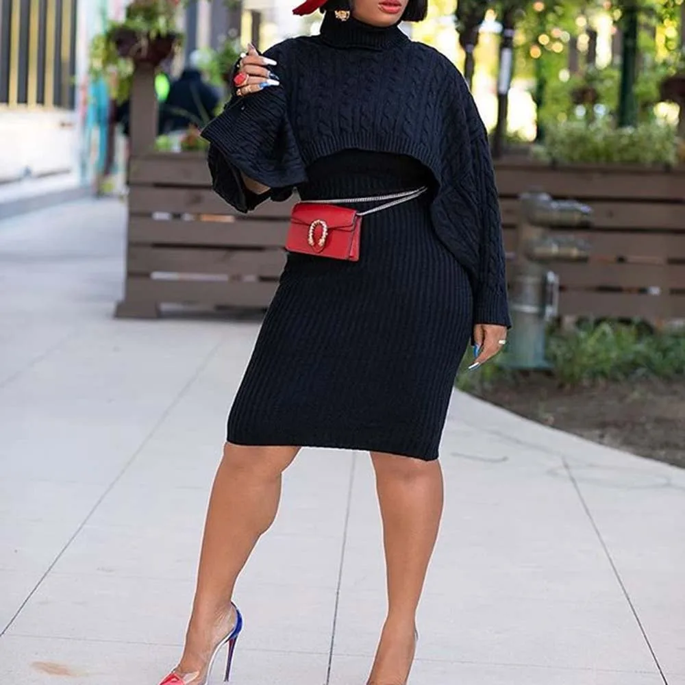 Two Piece Sets Turtleneck Spring Sweater Dress Women Fashion Warm Autumn Long Sleeve Sexy Bodycon Plus Size Midi Knitted Dress
Two Piece Sets Turtleneck Spring Sweater Dress Women Fashion Warm Autumn Long Sleeve Sexy Bodycon Plus Size Midi Knitted Dress