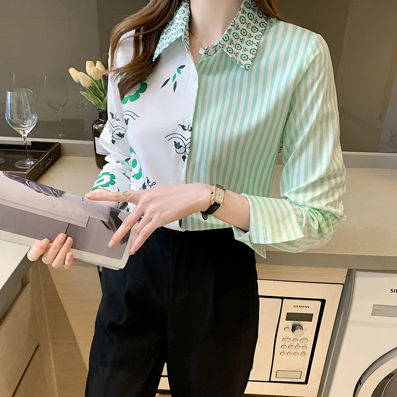 Женская шифоновая блузка в полоску, с длинным рукавом
Женская шифоновая блузка в полоску, с длинным рукавом