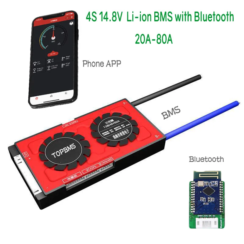 BMS 4S литий ионный 30A80A Bluetooth с сенсорным экраном RS485 CANbus NTC UART для батареи 3 7 V 4 2