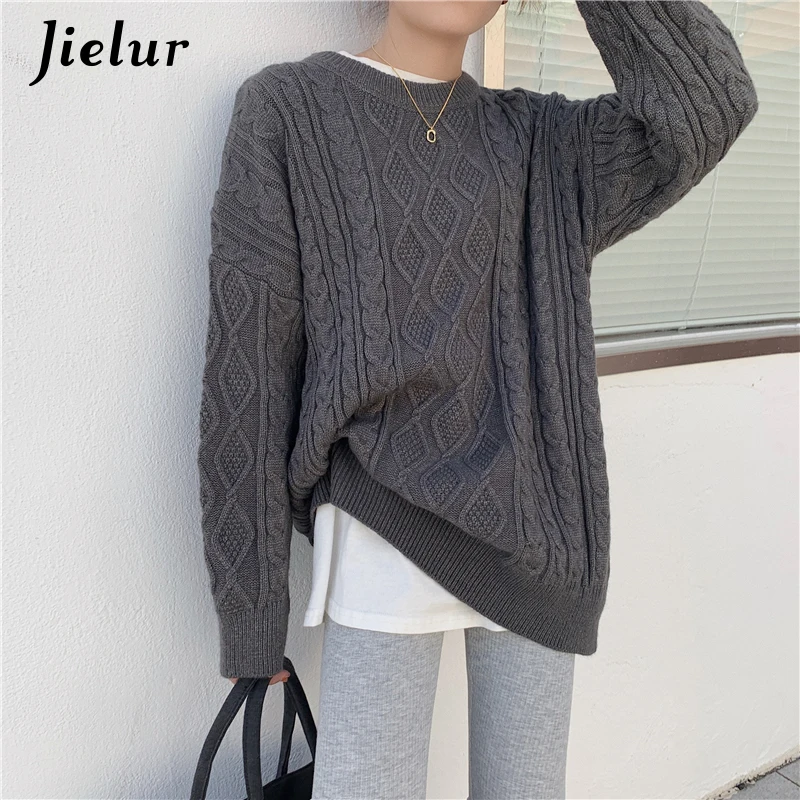 Jielur Women Knitted Sweaters Fashion White Pullovers Ladies Winter Loose Mid-length Sweater Korean College Style Female Jumper
Jielur Women Knitted Sweaters Fashion White Pullovers Ladies Winter Loose Mid-length Sweater Korean College Style Female Jumper
