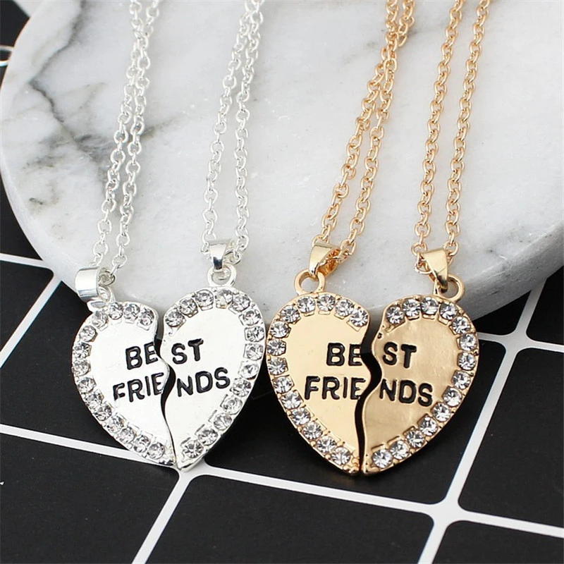 Unisex 2 Pcs Necklace Women Crystal Heart Pendant Best Friend Letter Necklace Fashion Couple Necklace Men Friendship Jewelry
Unisex 2 Pcs Necklace Women Crystal Heart Pendant Best Friend Letter Necklace Fashion Couple Necklace Men Friendship Jewelry