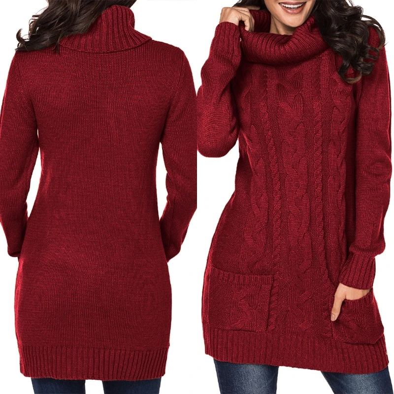 Women Autumn Long Sleeve Cowl Neck Bodycon Midi Sweatr Dress Chunky Cable Knitted Solid Color Slim Pullover Jumper Tunic Tops wi
Women Autumn Long Sleeve Cowl Neck Bodycon Midi Sweatr Dress Chunky Cable Knitted Solid Color Slim Pullover Jumper Tunic Tops wi
