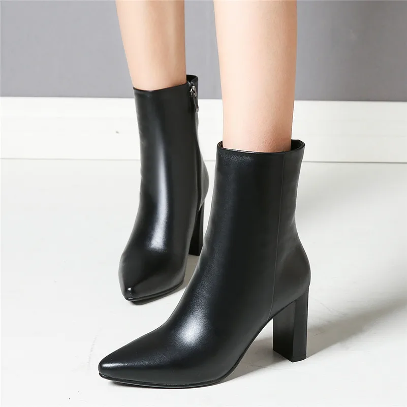 ANNYMOLI Autumn Ankle Boots Women Natural Genuine Leather Block Heel Short Boots Zip Extreme High Heel Shoes Female Winter 34-39
ANNYMOLI Autumn Ankle Boots Women Natural Genuine Leather Block Heel Short Boots Zip Extreme High Heel Shoes Female Winter 34-39