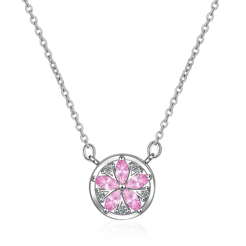 Cute Crystal Pink Sakura Pendant Necklace Female Jewelry Korean Style Fashion Silver Plated Chain Clavicle Necklaces Women
Cute Crystal Pink Sakura Pendant Necklace Female Jewelry Korean Style Fashion Silver Plated Chain Clavicle Necklaces Women