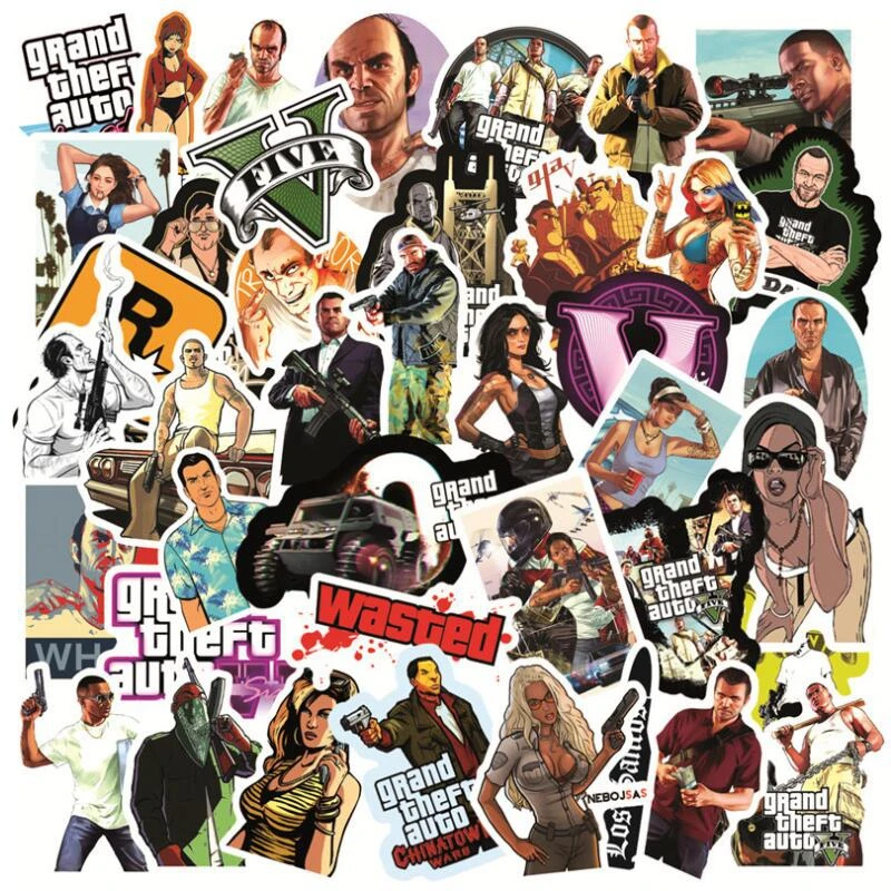 50PCS Game GTA Stickers DIY Motorcycle Travel Luggage Skateboard Classic Toy Graffiti Cartoon Decoration Sticker Cool Decal 
50PCS Game GTA Stickers DIY Motorcycle Travel Luggage Skateboard Classic Toy Graffiti Cartoon Decoration Sticker Cool Decal