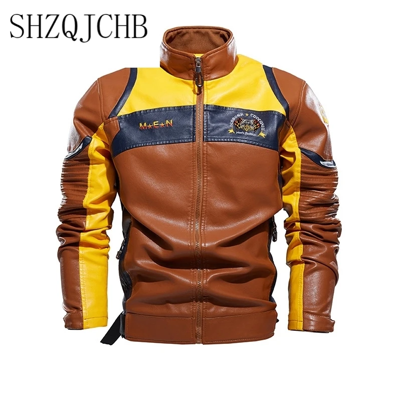 Handsome New Men's Leather Jacket Fashion Embroidery Motorcycle Jacket Men Zipper Faux Leather Coat Jaqueta De Couro Masculina
Handsome New Men's Leather Jacket Fashion Embroidery Motorcycle Jacket Men Zipper Faux Leather Coat Jaqueta De Couro Masculina