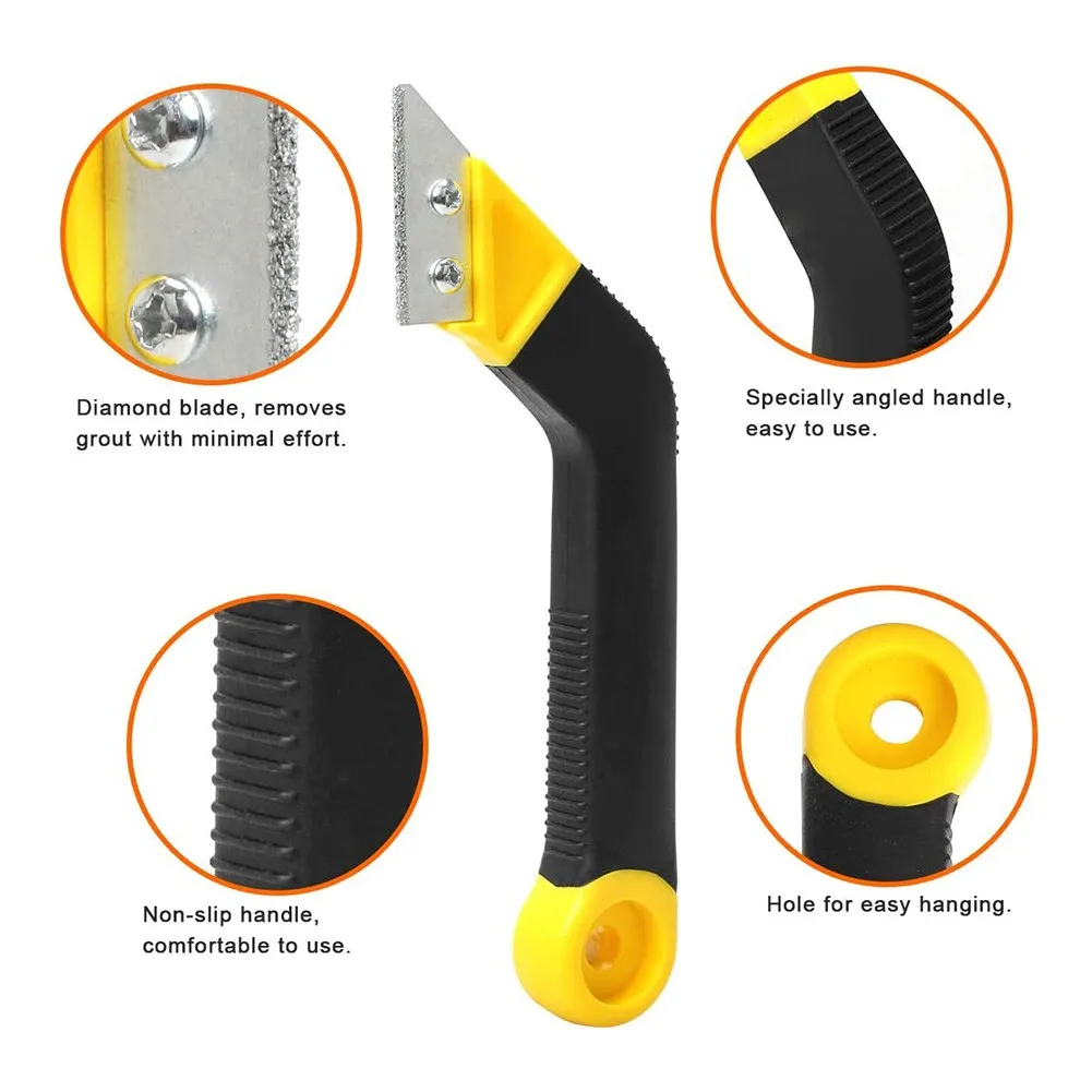 Grout Remover Tile Grout Saw Angled Grout Scraping Rake Tool For Tile Cleaning With Replacement Blades