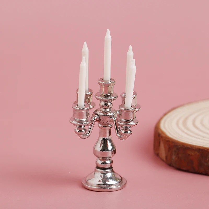 1:12 Scale Miniature Candlesticks Candelabra Dollhouse Candles Furniture Toy Pretend Play Doll House Decoration Accessories | Игрушки и