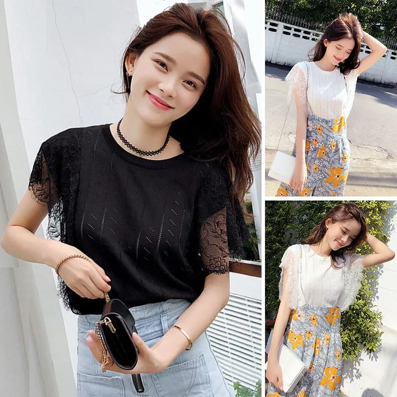 Women T-shirt Summer Lace Tops T-Shirts sleeveless Ice Silk Simple Slim Slimming Thin T-shirt Sweet Tops
Women T-shirt Summer Lace Tops T-Shirts sleeveless Ice Silk Simple Slim Slimming Thin T-shirt Sweet Tops