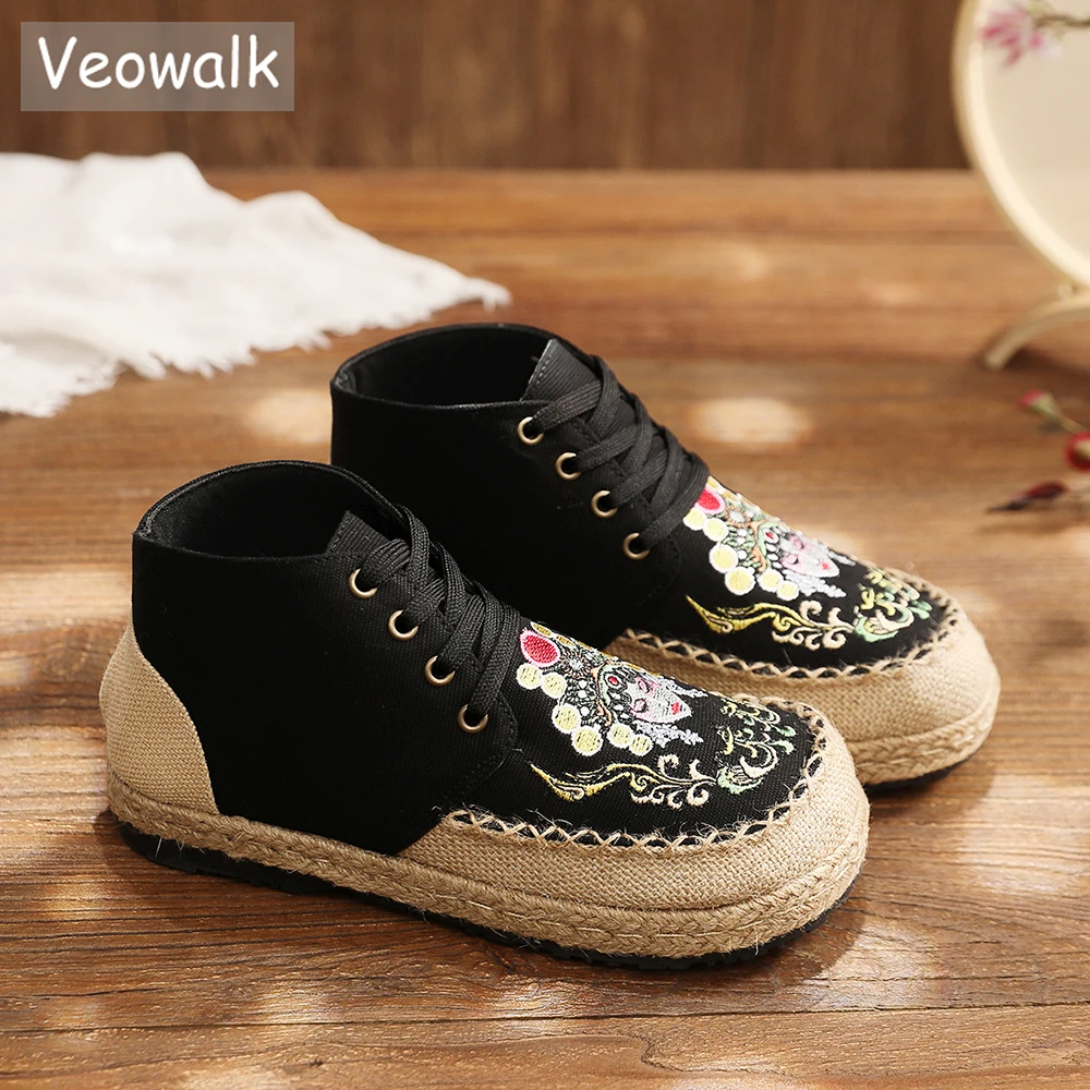 Женские ботинки Veowalk с мультяшной вышивкой, льняные, хлопковые, на шнуровке, осенние ботинки, удобные высокие эспадрильи, кроссовки на плоск...
Женские ботинки Veowalk с мультяшной вышивкой, льняные, хлопковые, на шнуровке, осенние ботинки, удобные высокие эспадрильи, кроссовки на плоск...