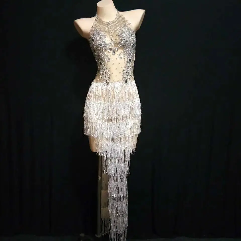 Sexy Perspective Rhinestone Tassel Bodysuit Dress Backless Birthday Celebration Prom Singer Wear Latin Dance Stage Costume
Sexy Perspective Rhinestone Tassel Bodysuit Dress Backless Birthday Celebration Prom Singer Wear Latin Dance Stage Costume