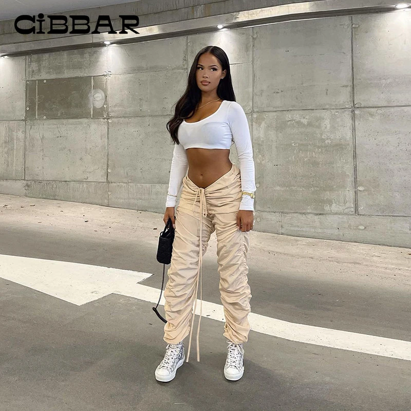 CIBBAR Autumn Winter Lace Up Folds Solid Long Pants Women Casual Drawstring All-Match Chic Slacks Pleated Trousers Streetwear
CIBBAR Autumn Winter Lace Up Folds Solid Long Pants Women Casual Drawstring All-Match Chic Slacks Pleated Trousers Streetwear