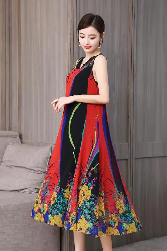 Women Summer Casual Loose Sexy Sleeveless Print A-line Party Dress Fashion Elegant Office Lady O-neck Two Piece Set Dress
Women Summer Casual Loose Sexy Sleeveless Print A-line Party Dress Fashion Elegant Office Lady O-neck Two Piece Set Dress